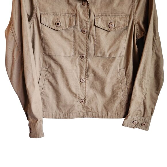 Vuori Jacket Small Tan Women's Ripstop Shacket Shirt Pockets Buttons - Picture 2 of 10